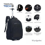 Mochila Travel Tech T2 Con Carro 18 16021 Negra